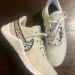 Nike Women's Beige Sneakers with Leopard Detail